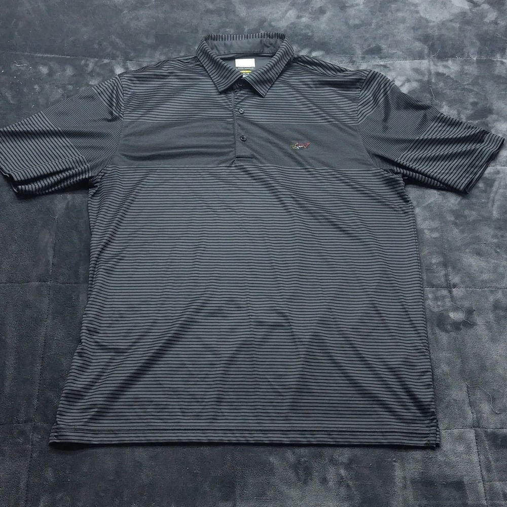 Greg Norman PlayDry Polo Shirt Gray Striped Short Sleeve Golf Performance Men Xl